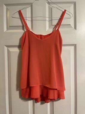 White House Black Market Coral Pleated Peplum Cami Blouse - Size XXSP